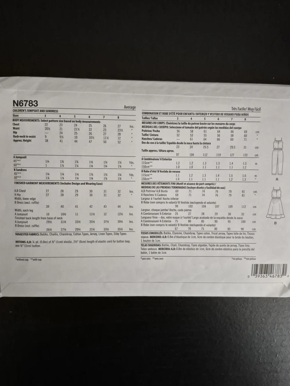 New Look Pattern Kids N6783 *UNCUT*
